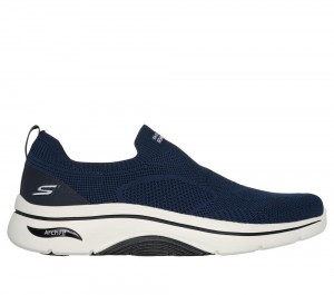 Men Skechers GO WALK Arch Fit 2.0 - Knitted Relief Slip On Shoes Navy / Black USA | 2534-RGNIJ