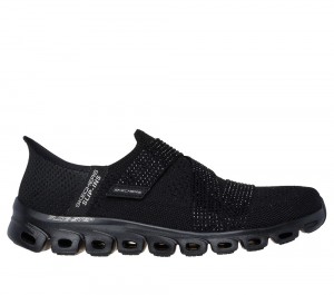 Women Skechers Slip-ins: Glide-Step - High Shine Hands Free Slip Ins Black USA | 0179-IECZH