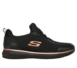 Women Skechers Work: Squad SR Work Shoes Black / Rose Gold USA | 1896-TRKOI